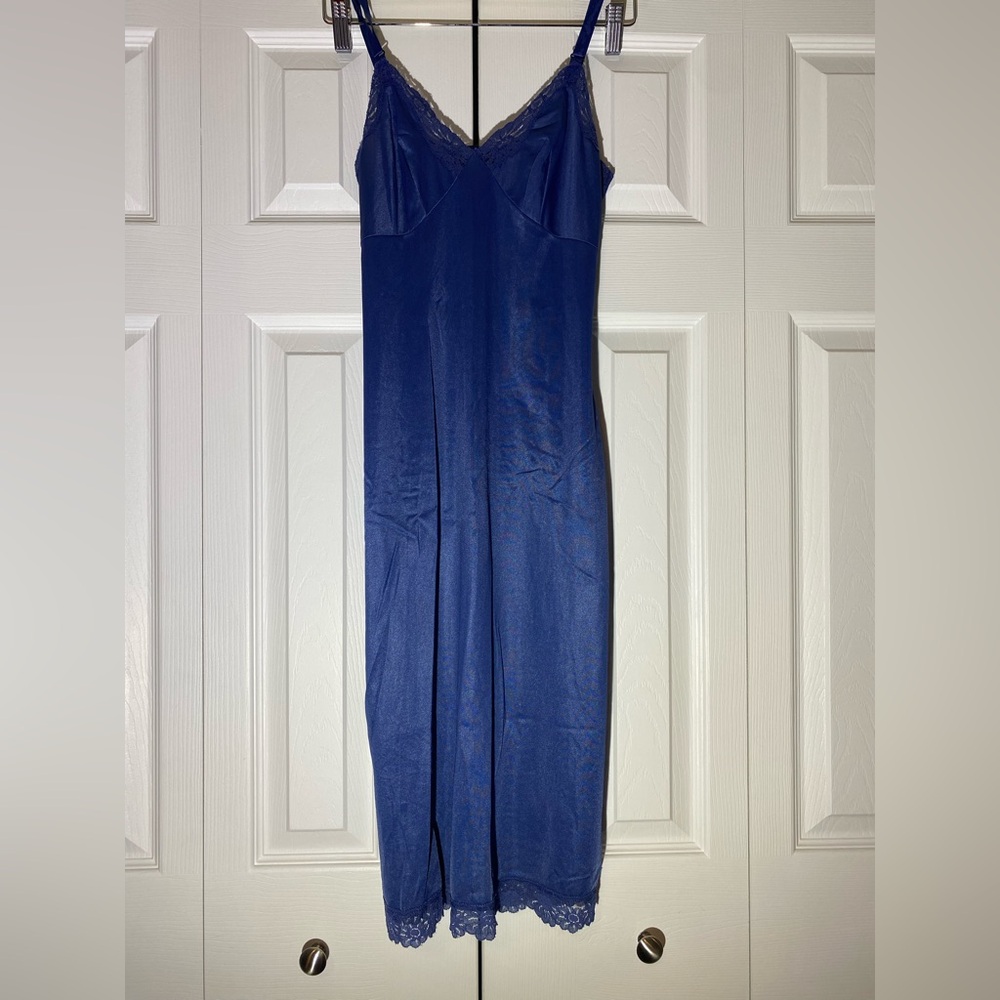 Sleek Blue Lace Chemise